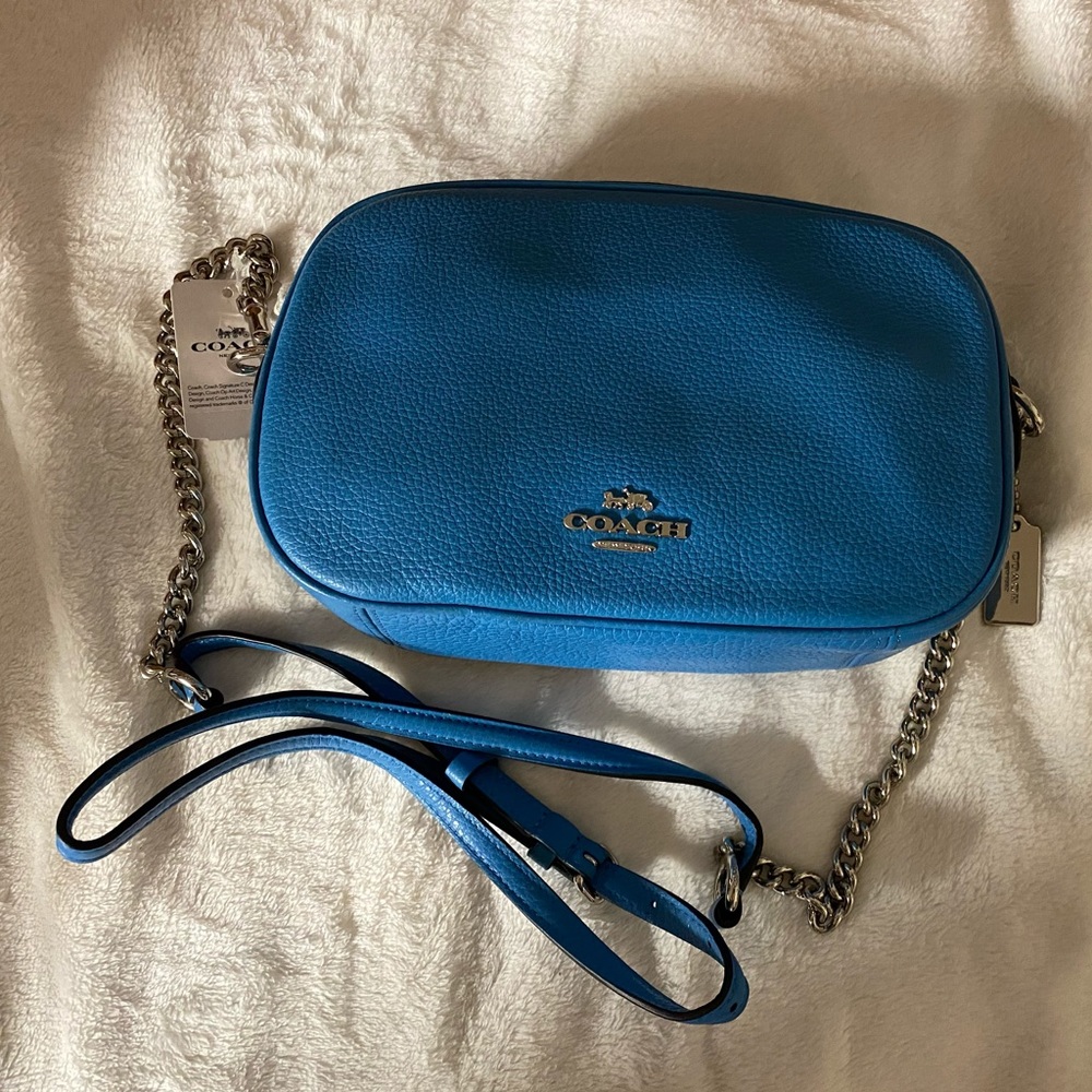 Coach Isla Chain Crossbody Bright Blue NWT
